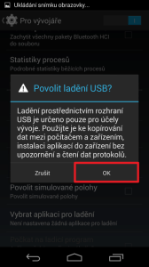 Povolte ladění USB