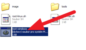 Spusťte soubor root-windows.bat