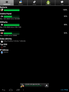 Informace o hardwaru z aplikace Android System Info