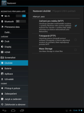 Dostupné režimy připojení k počítači