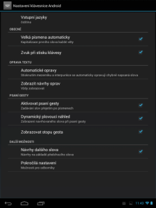 Možnosti nastavení klávesnice