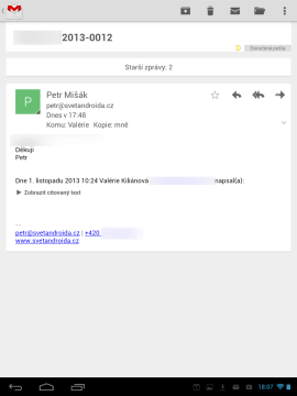 Gmail: otevřená zpráva