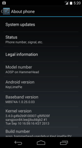 Nexus 5 s Androidem Key Lime Pie
