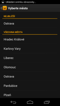 SMS Jízdenka: výběr města