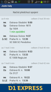 Jízdní řády: nalezená spojení