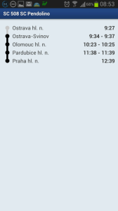 Jízdní řády: zastávky na trase
