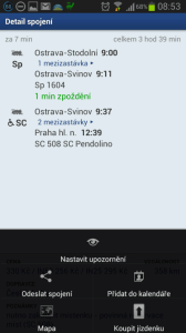 Jízdní řády: práce se spojením