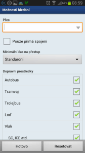 Jízdní řády: nastavení