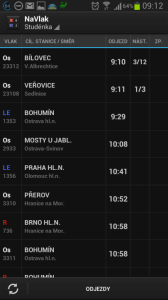 NaVlak – Nádražní tabule: odjezdová tabule