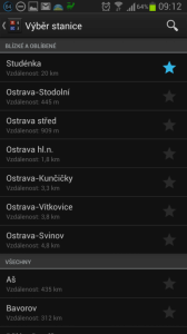 NaVlak – Nádražní tabule: výběr stanice