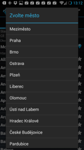 MHDroid Jízdní řády MHD: výběr města