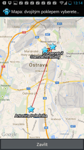 MHDroid Jízdní řády MHD: zobrazení v mapě