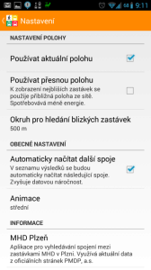 MHD Plzeň: nastavení