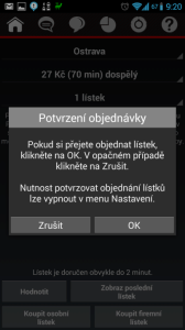 SMS jízdenka: potvrzení objednávky
