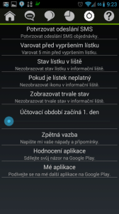SMS jízdenka: možnosti nastavení