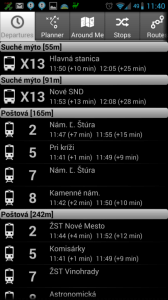 iTransit BA: sekce Departures