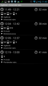 iTransit BA: vyhledání spoje