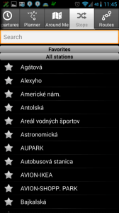 iTransit BA: sekce Stops