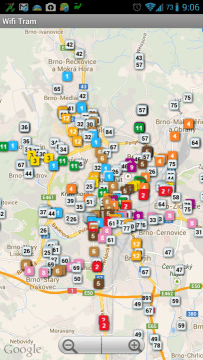 Wifi Tram: zobrazení prostředků v mapě