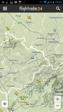 Flightradar24: letadla v mapových podkladech