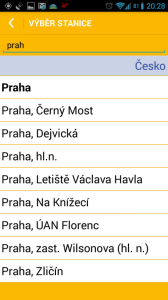 Jízdenky: výběr stanice