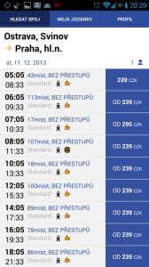 Jízdenky: nalezené spoje