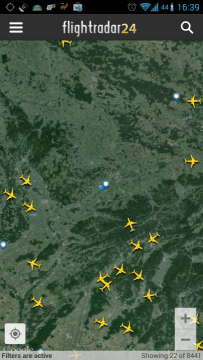 Mapa s letadly a letišti