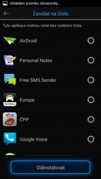 IObit Advanced Mobile Care - seznam aplikací s možností volání