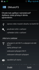 Požadavek na souhlas s oprávněními při instalaci balíčku APK