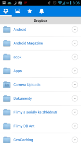Dropbox: seznam složek
