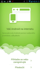 AirDroid: úvodní obrazovka