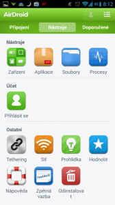 AirDroid: nástroje