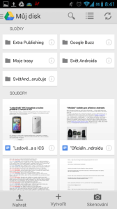 Disk Google: seznam souborů