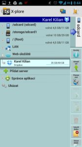 X-plore File Manager: spolupráce s cloudem