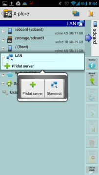 X-plore File Manager: připojení k serveru v LAN