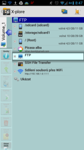 X-plore File Manager: připojení k FTP serveru