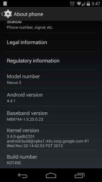 Android 4.4.1 na Nexusu 5