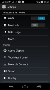 Motorola Moto X - Nastavení
