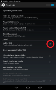 Ladění USB je povoleno