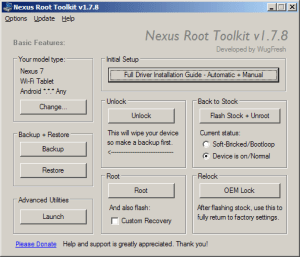 Prostředí aplikace Nexus Root Toolkit