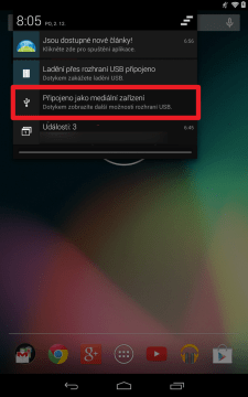 Klepněte na položku Připojeno jako mediální zařízení