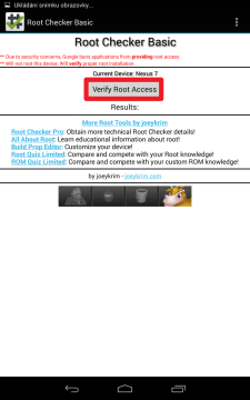 Tlačítko Verify Root Access