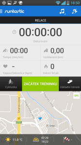 Runtastic - úvodní obrazovka