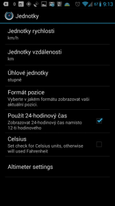 Nastavení jednotek