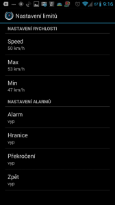 Nastavení rychlostních limitů