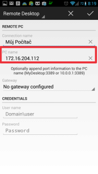 Můžete použít IP adresu