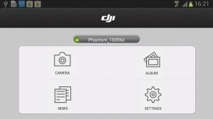 DJI Vision hlavni menu