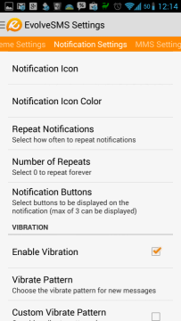 Možnosti Notification Settings