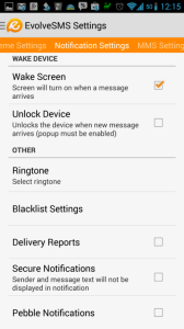 Možnosti Notification Settings