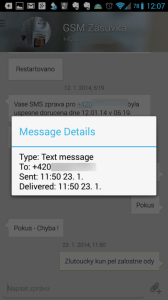 Podrobnosti o vybrané textové zprávě
